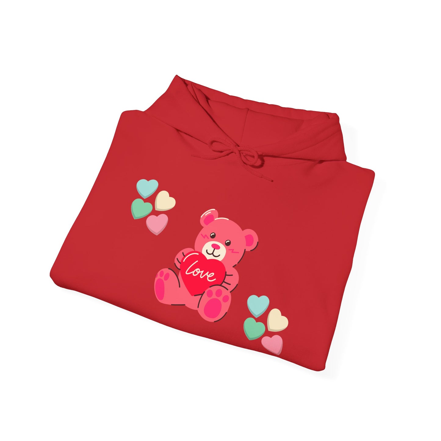 Hoodie β Cute Pink Love Bear with Heart Accents