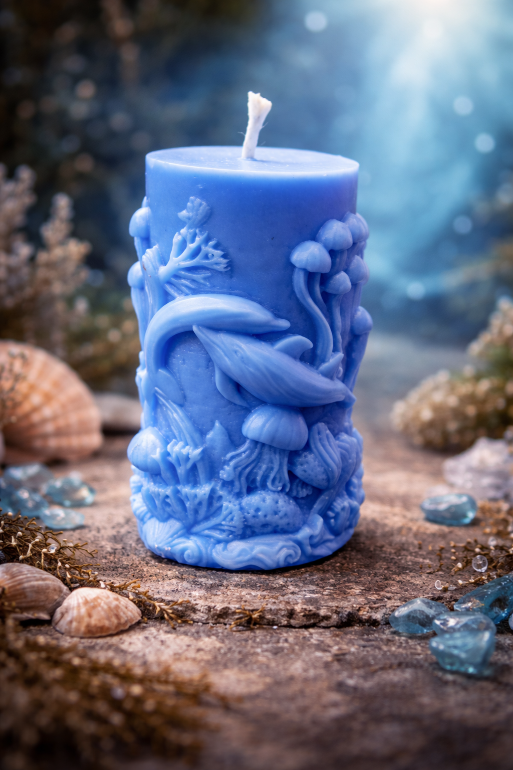 Twin Dolphin Pillar Candle