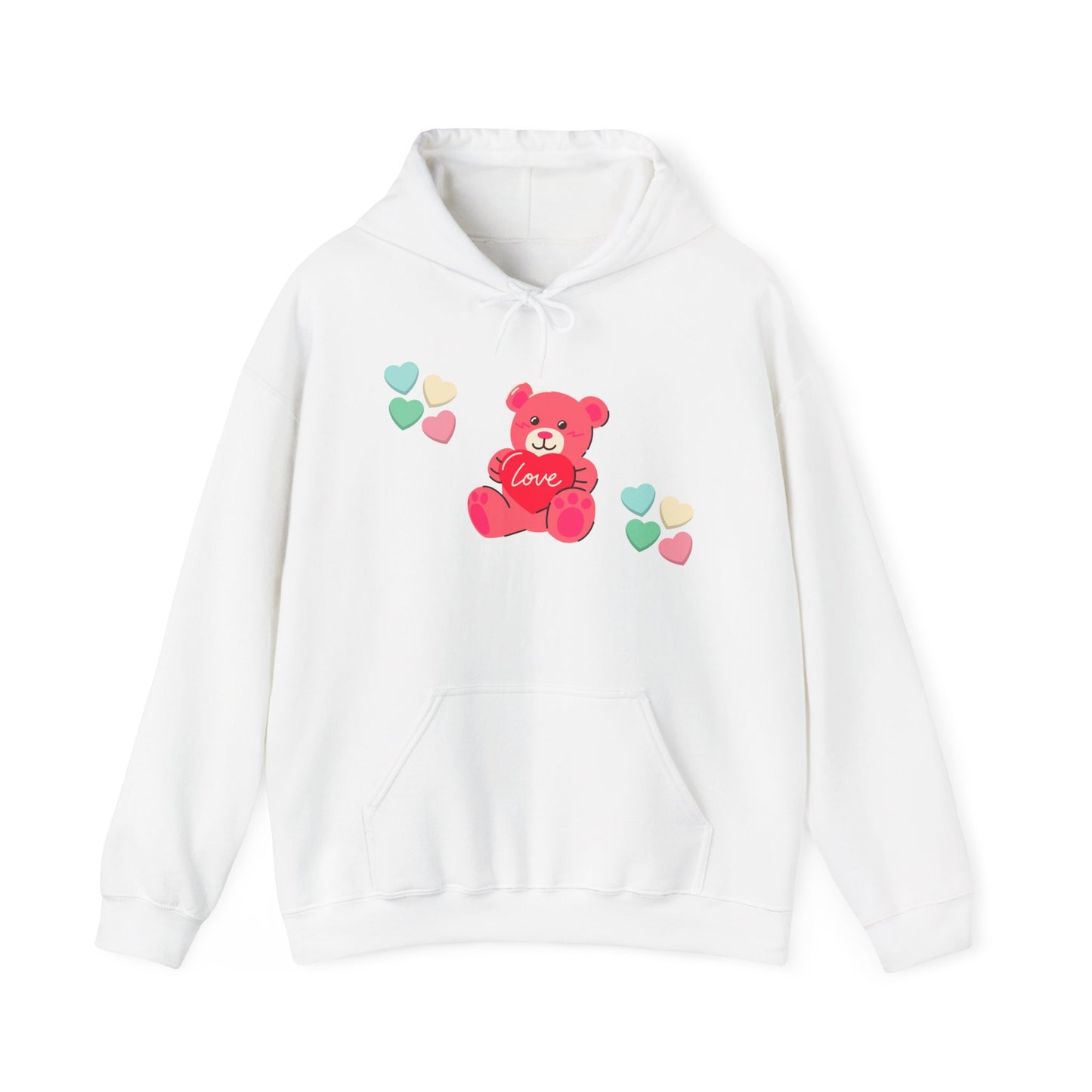Hoodie — Cute Pink Love Bear with Heart Accents