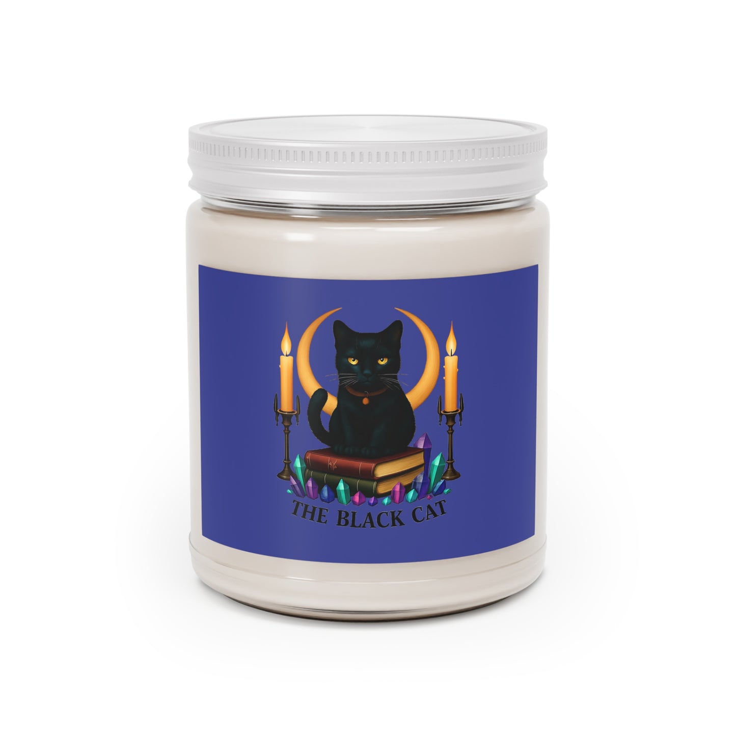 Black Cat Soy Candle — 9oz Scented Jar with White Lid (The Black Cat)
