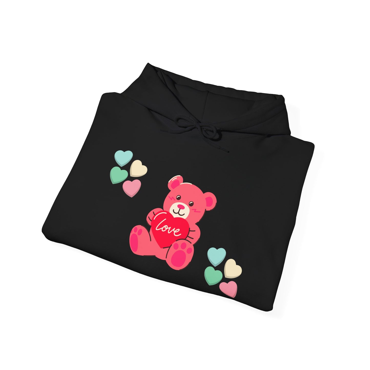 Hoodie — Cute Pink Love Bear with Heart Accents