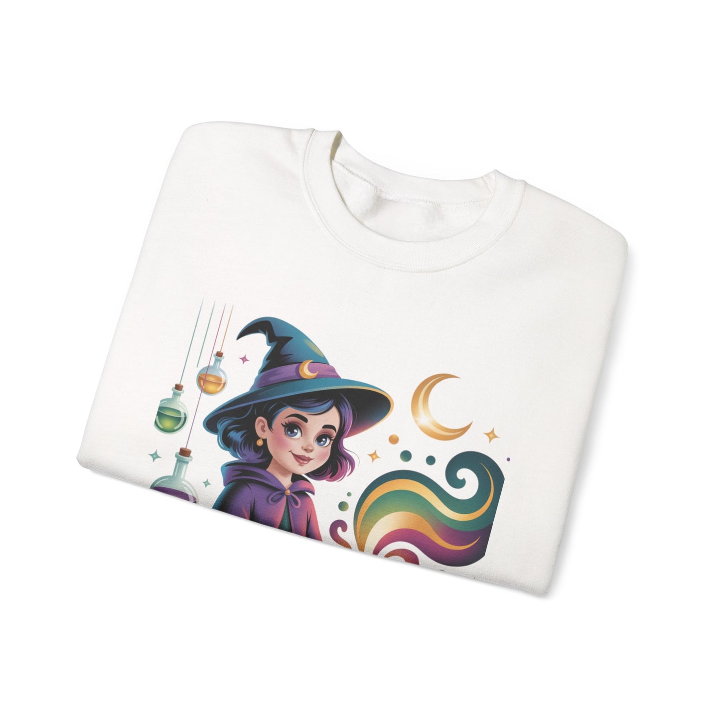 Witch Girl Potion Cauldron Sweatshirt — Cute Magical Halloween Crewneck