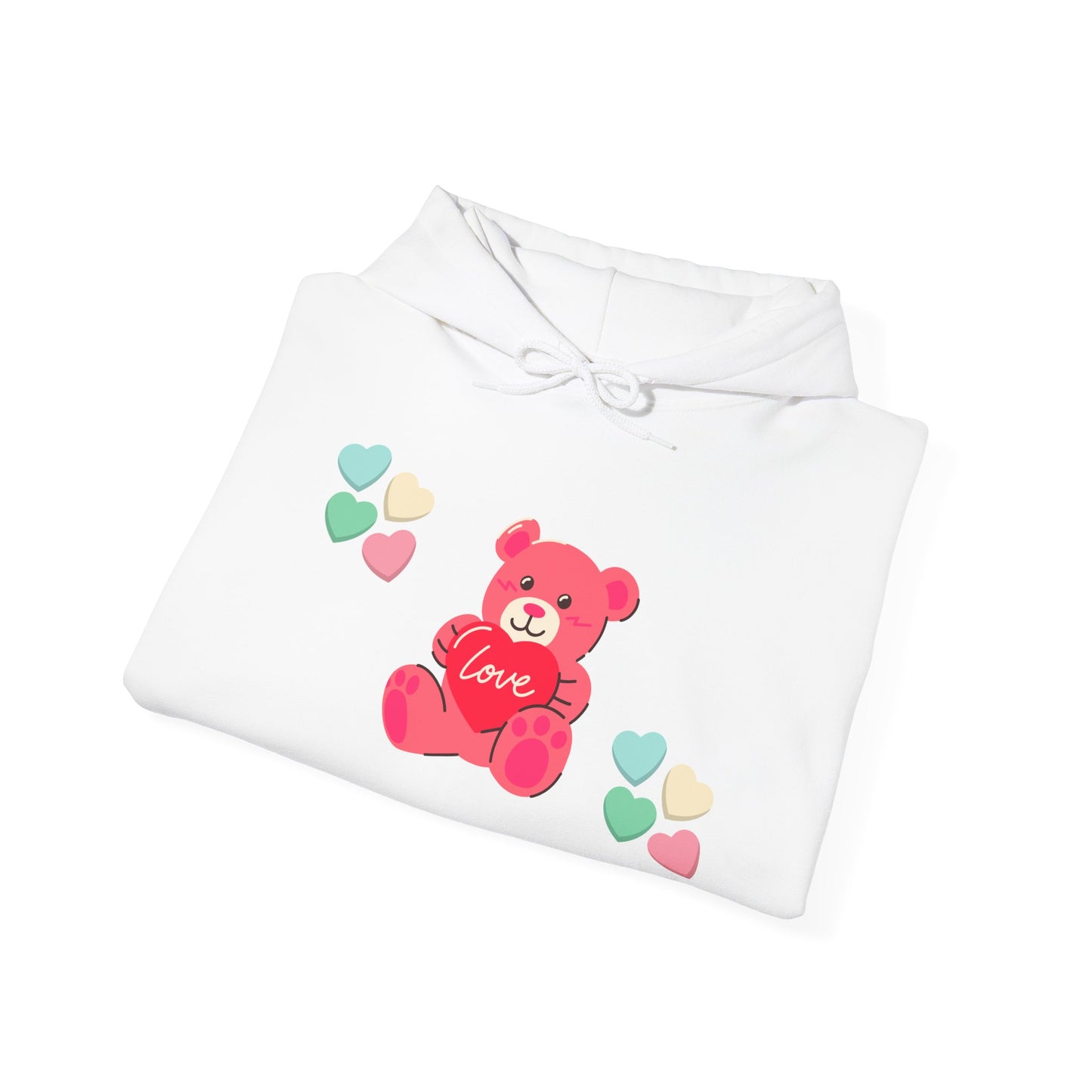 Hoodie — Cute Pink Love Bear with Heart Accents