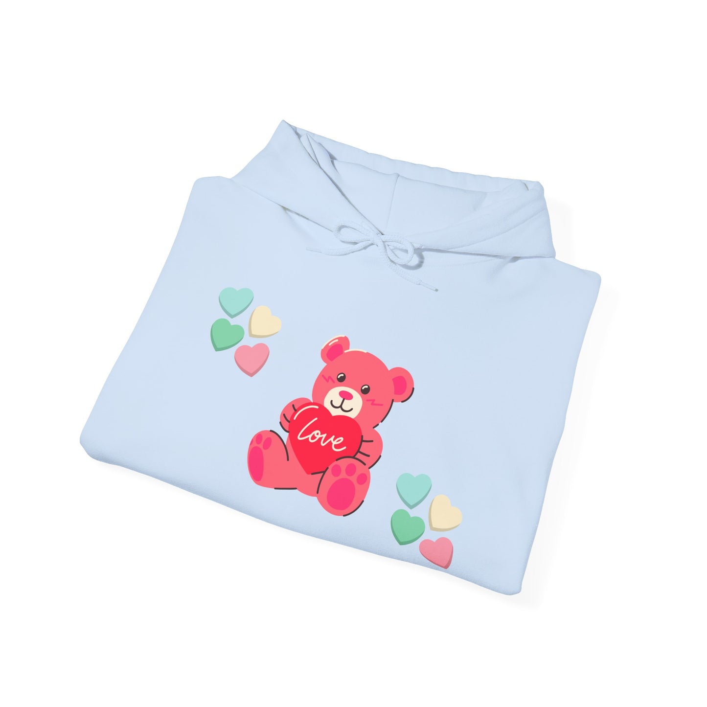 Hoodie — Cute Pink Love Bear with Heart Accents