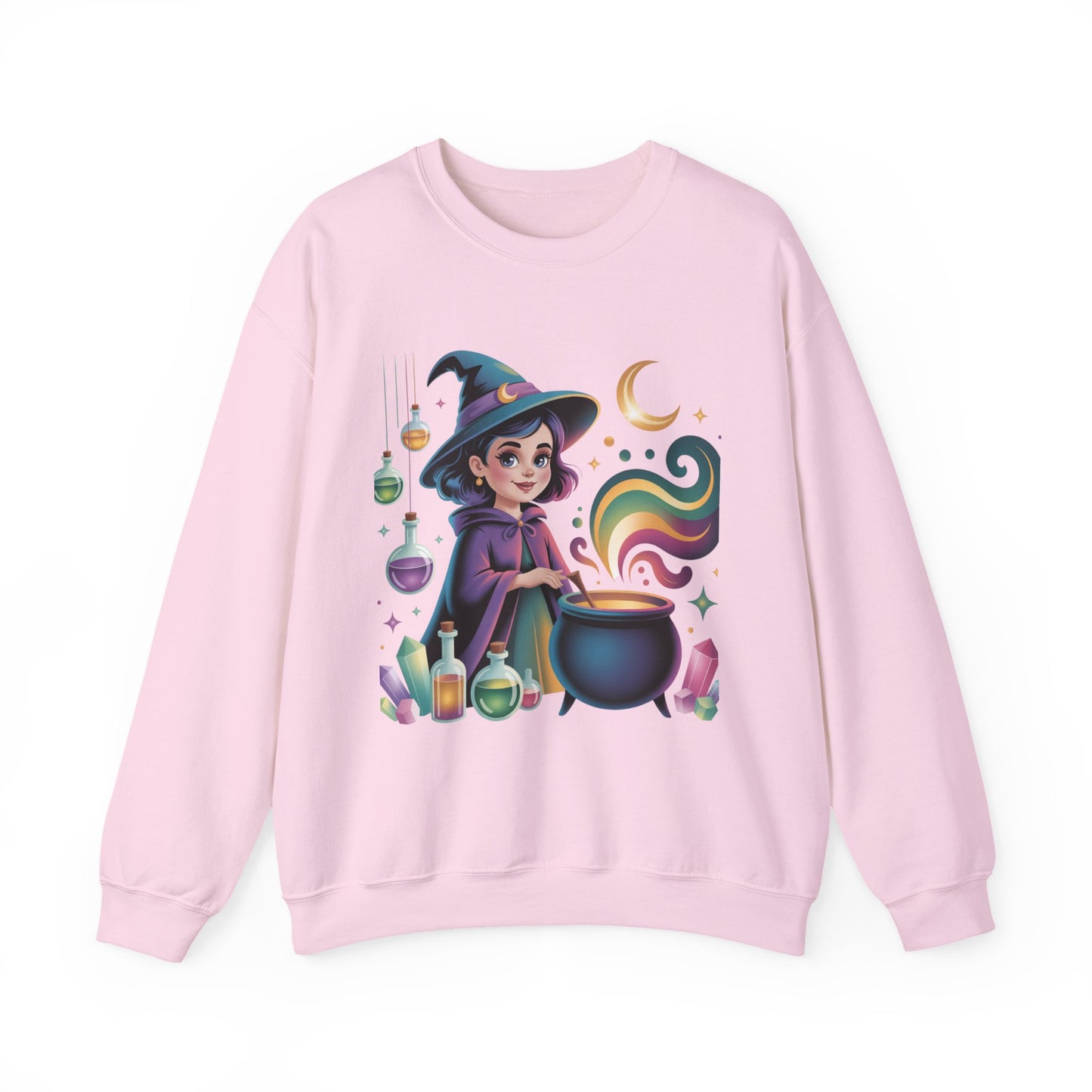 Witch Girl Potion Cauldron Sweatshirt — Cute Magical Halloween Crewneck