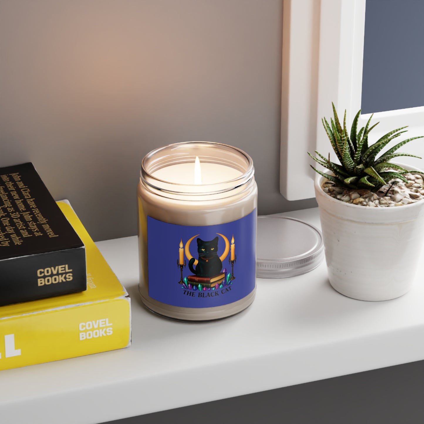 Black Cat Soy Candle — 9oz Scented Jar with White Lid (The Black Cat)