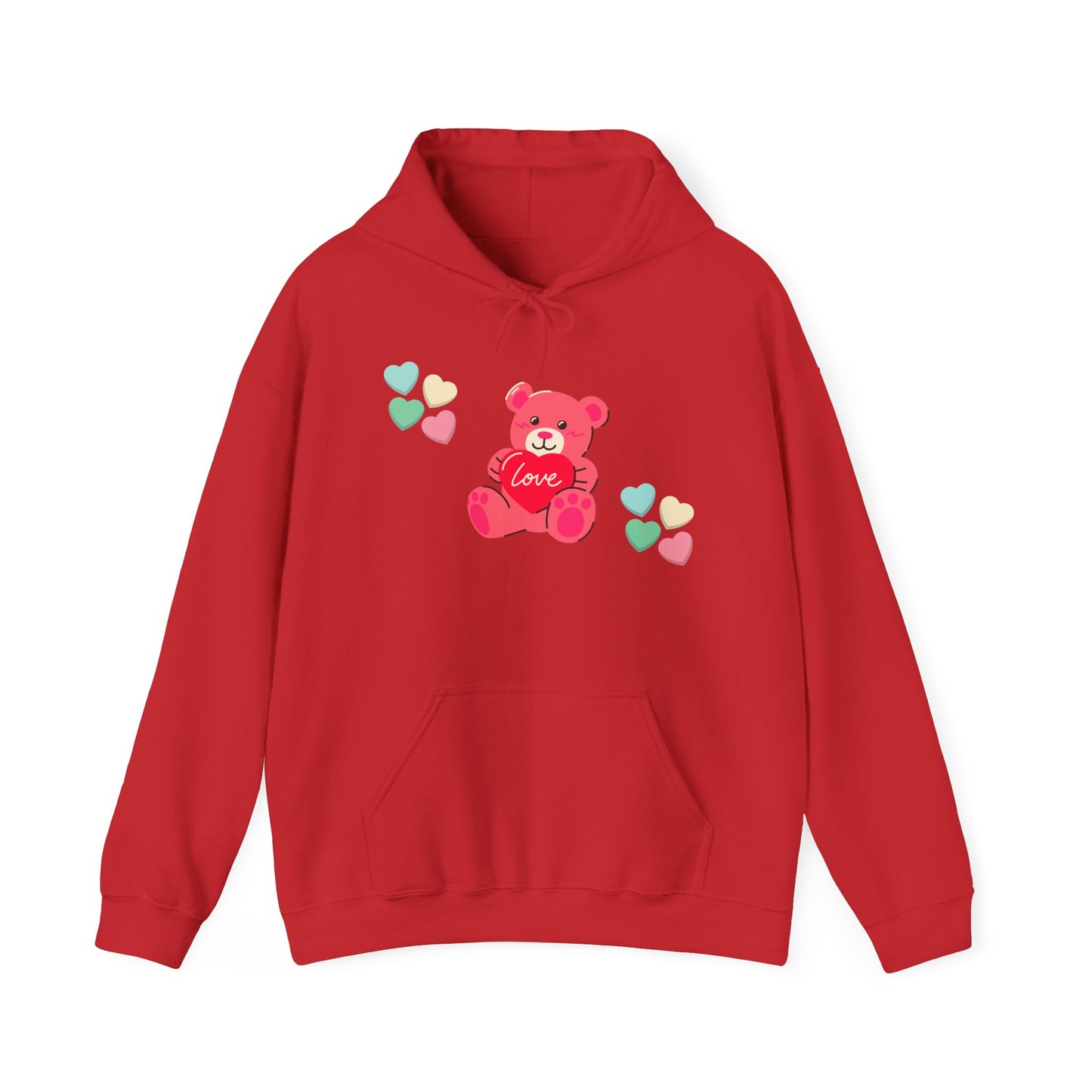 Hoodie — Cute Pink Love Bear with Heart Accents