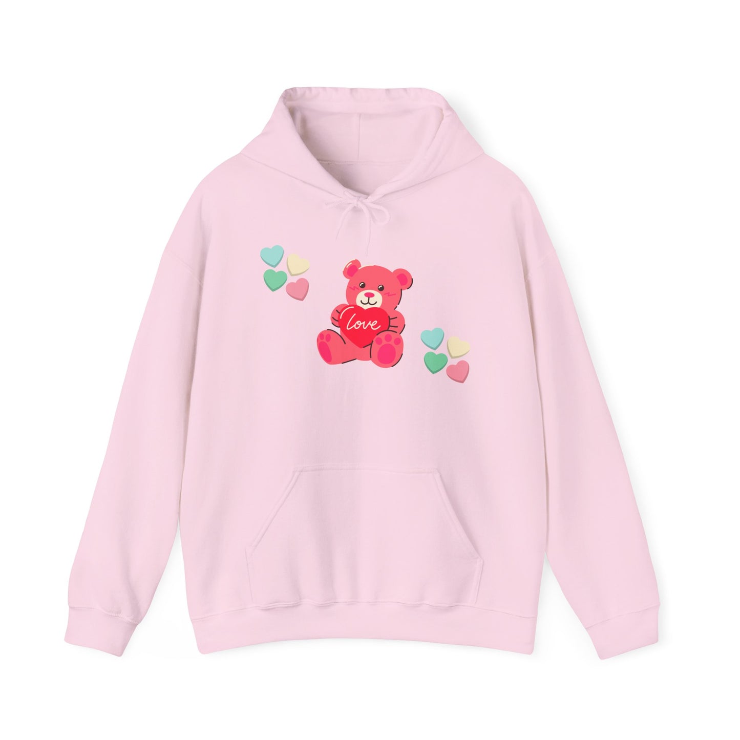 Hoodie — Cute Pink Love Bear with Heart Accents