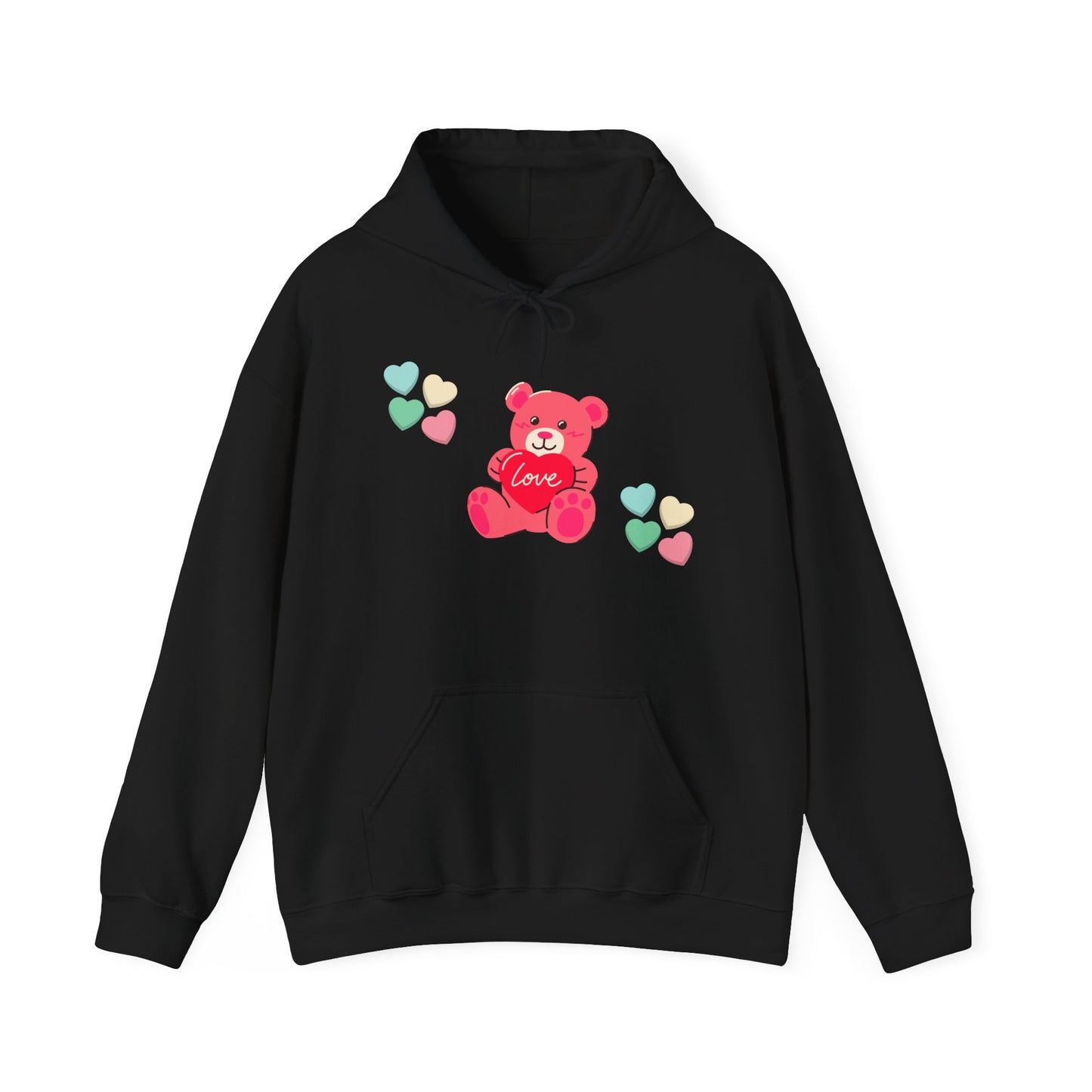 Hoodie — Cute Pink Love Bear with Heart Accents
