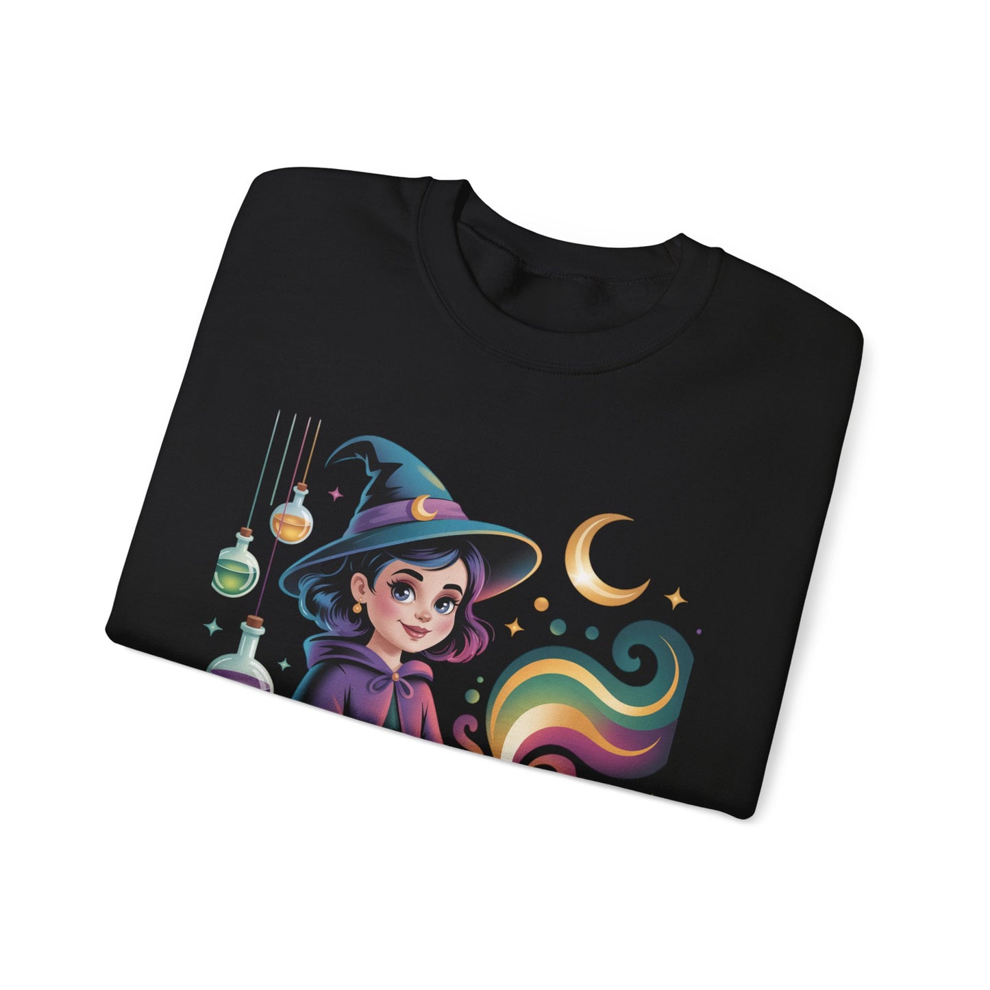 Witch Girl Potion Cauldron Sweatshirt — Cute Magical Halloween Crewneck