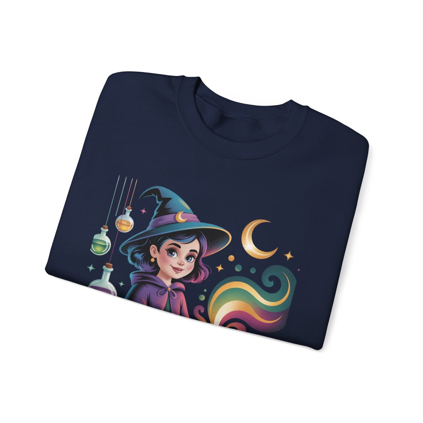 Witch Girl Potion Cauldron Sweatshirt — Cute Magical Halloween Crewneck