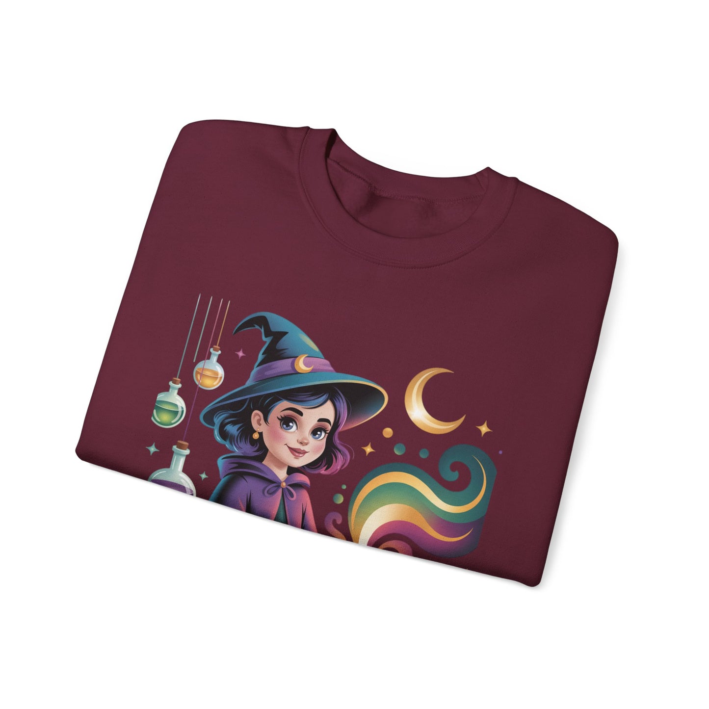 Witch Girl Potion Cauldron Sweatshirt — Cute Magical Halloween Crewneck