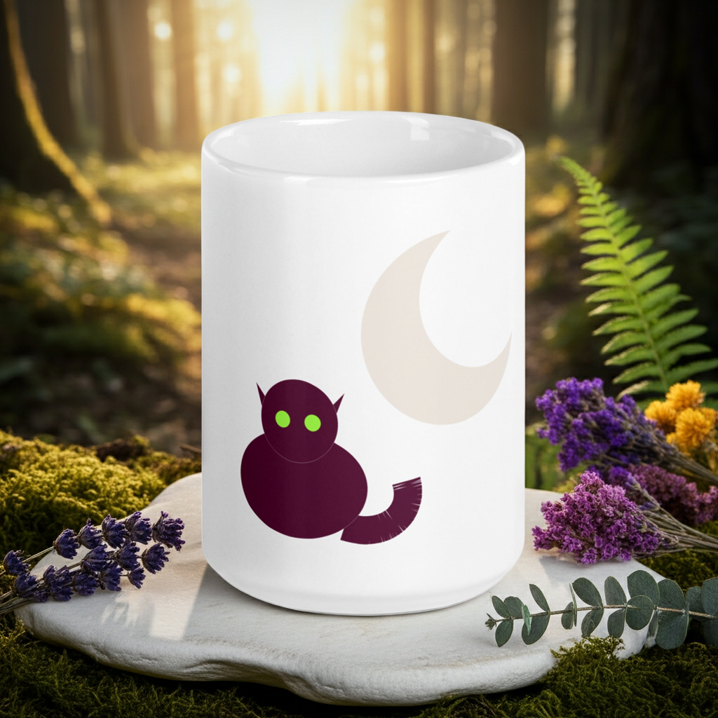 Moonlit Familiar 15 oz White Glossy Mug