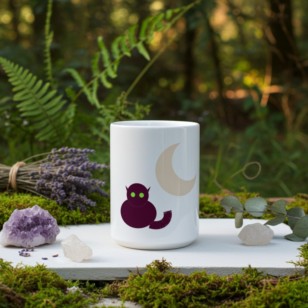 Moonlit Familiar 15 oz White Glossy Mug