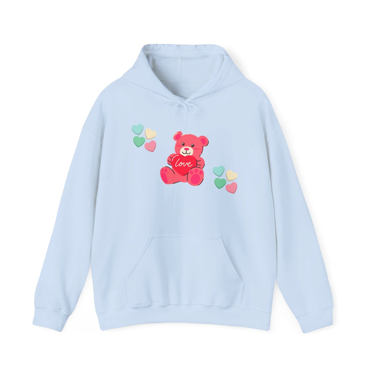 Hoodie — Cute Pink Love Bear with Heart Accents