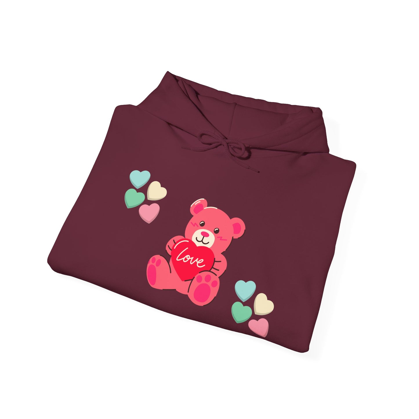 Hoodie — Cute Pink Love Bear with Heart Accents