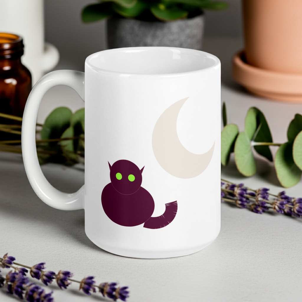 Moonlit Familiar 15 oz White Glossy Mug