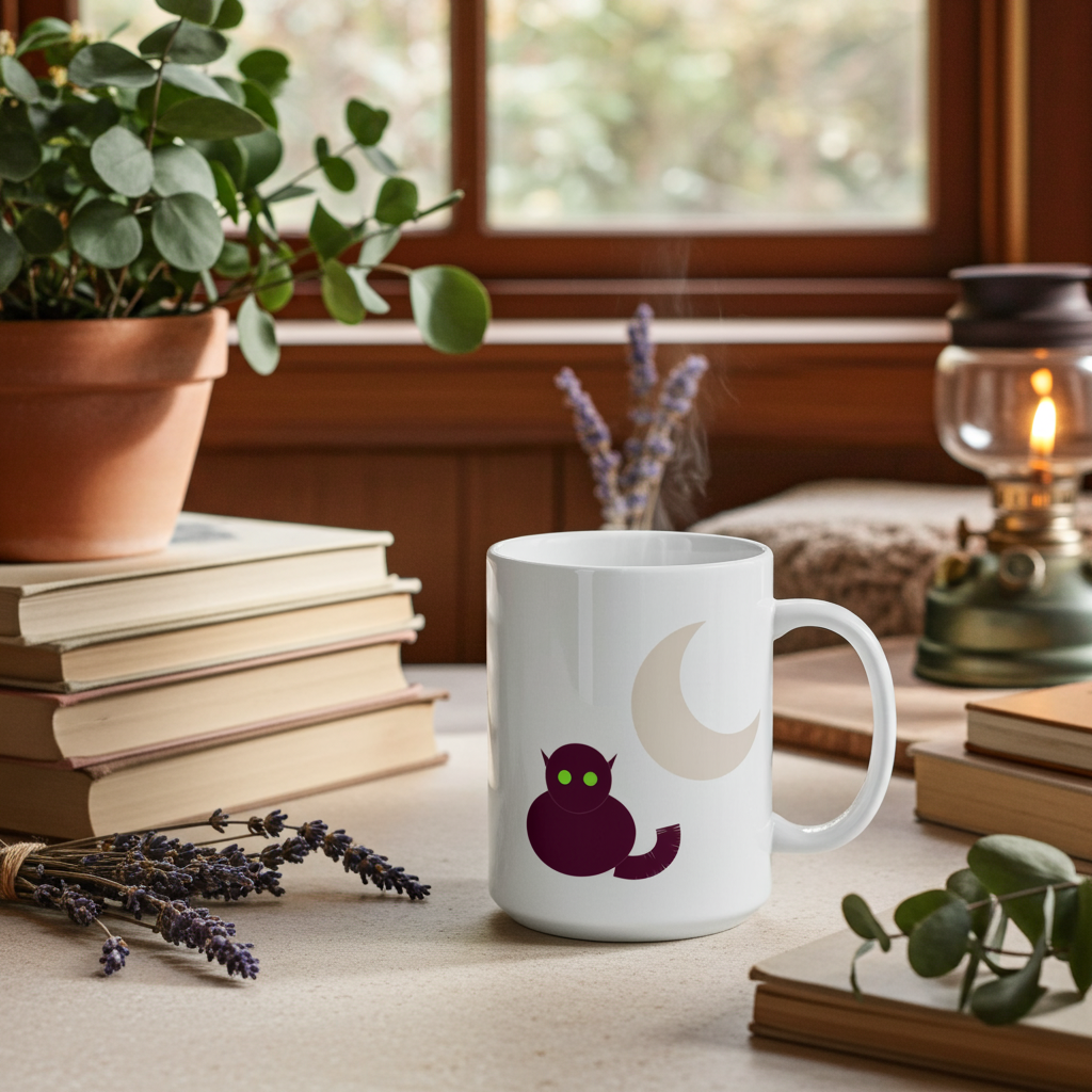 Moonlit Familiar 15 oz White Glossy Mug