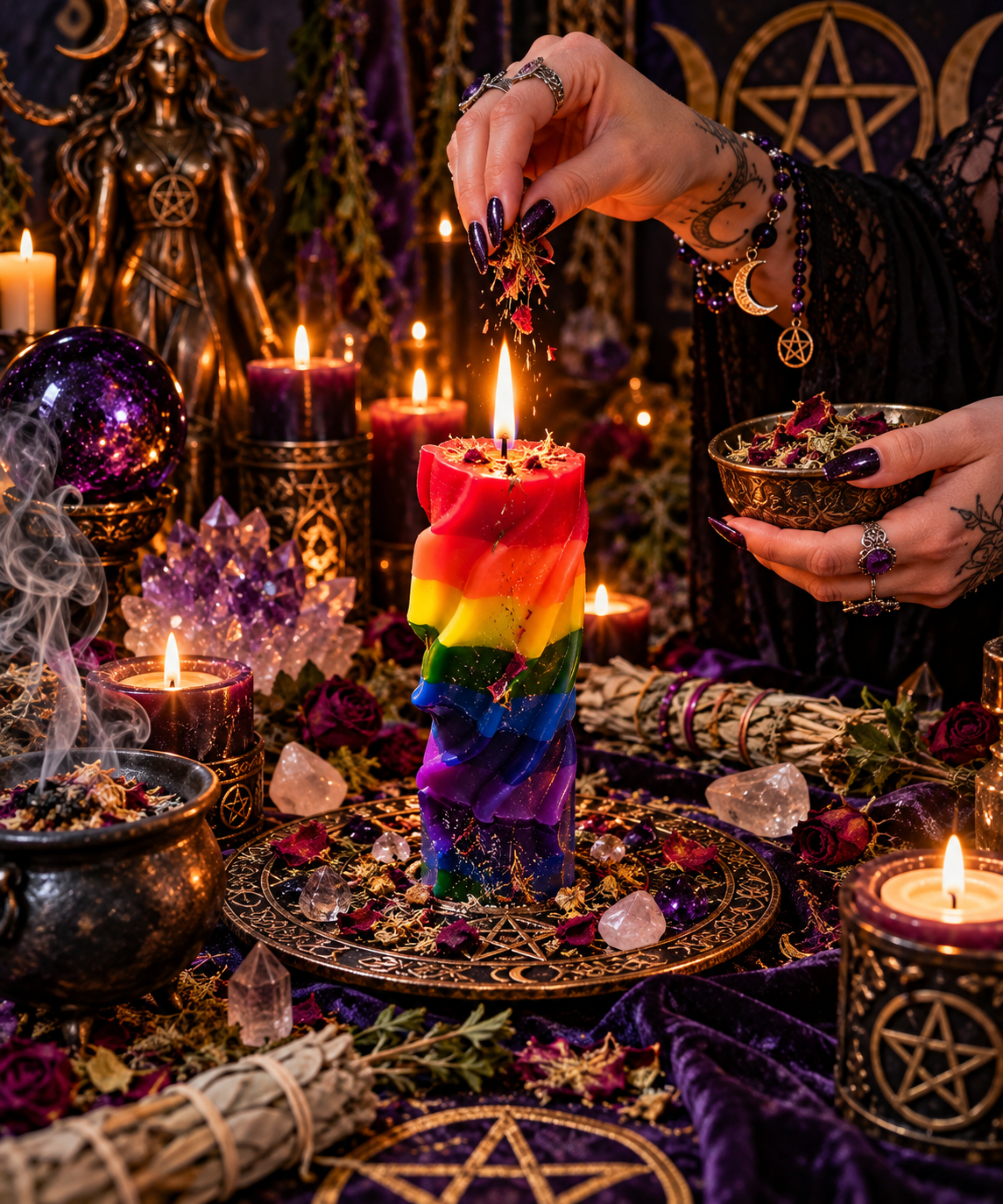 Sevenfold Current | Seven-Color Chakra Ritual Pillar Candle